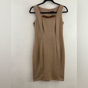Kate & Lily Elegant Tan Sleeveless midi Dress size 4